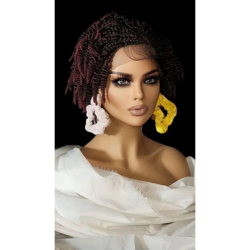 Handmade Braided Wigs Micro Braids, Short Kinky Twists, NWT, Ombre - Picture 7 of 15
